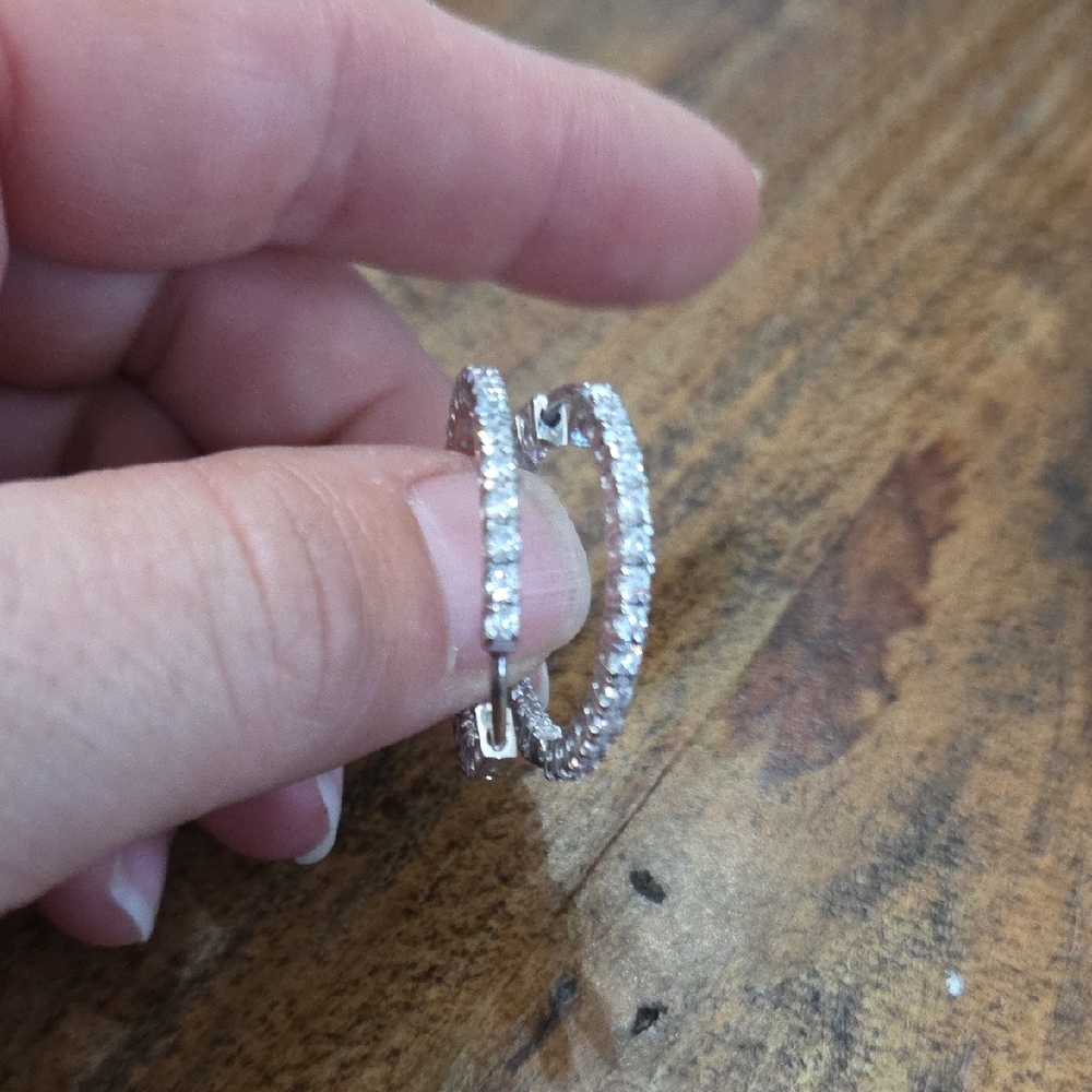 Elegant Silver Hoop Earrings - Picture 2 of 6
